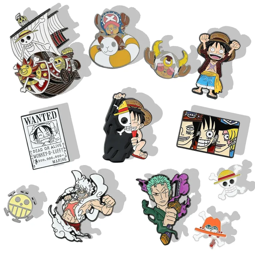 Mina Pins One Piece, Cartoon anime action characters, metal badge, backpack, chest pins, games, Luffy, Zorro, Nami, helicopter, Sanji, USOPP Mina Pins One Piece, Cartoon anime action characters, metal badge, backpack, chest pins, games, Luffy, Zorro, Nami, helicopter, Sanji, USOPP