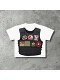 Y2K American euro hip hop a gunfire jacket, enlarged print, men and women, normal, short, back, no, no print