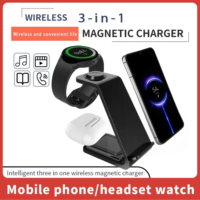 Wireless charger holder for Samsung Galaxy, fast charging station, 3 in 1, S23, S22, S21, 6 Pro watch, 5, 4, 3, active 1, 2 buds, 2 Pro Plus Wireless charger holder for Samsung Galaxy, fast charging station, 3 in 1, S23, S22, S21, 6 Pro watch, 5, 4, 3, active 1, 2 buds, 2 Pro Plus