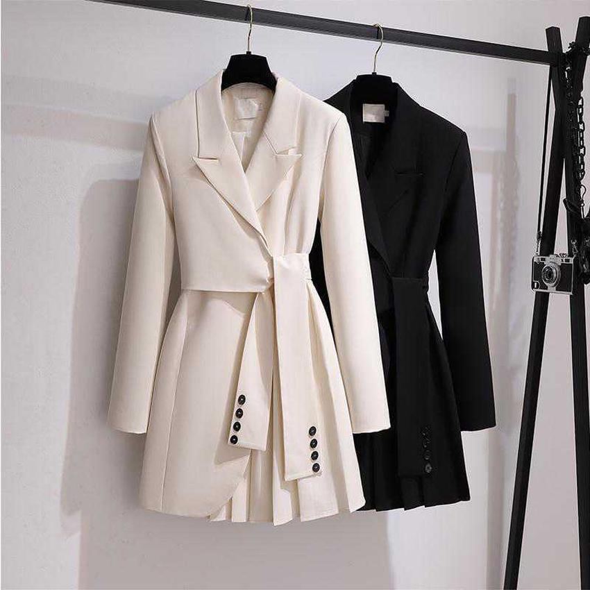 Fashionable foreign style and thin women's 2021 new autumn large size women's clothing fat sister cover belly and reduce age suit skirt Fashionable foreign style and thin women's 2021 new autumn large size women's clothing fat sister cover belly and reduce age suit skirt