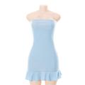 Folded the shoulder folded Small Summer Style Dress Blue High waist Box BodyCon Sexi Folded the shoulder folded Small Summer Style Dress Blue High waist Box BodyCon Sexi