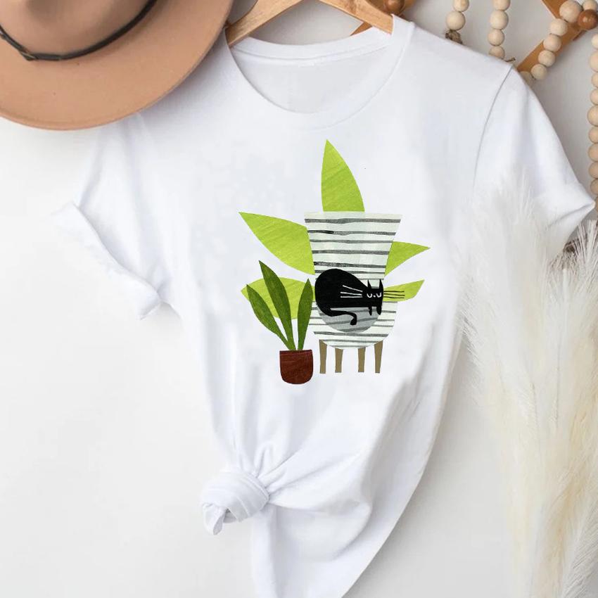 Foreign trade cute kitten pattern 2D printing casual short sleeved top T shirt summer Foreign trade cute kitten pattern 2D printing casual short sleeved top T shirt summer