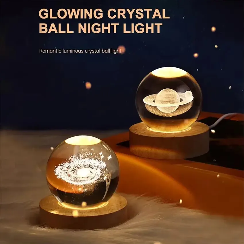 A 3D crystal ball with galaxy and planetary drop, USB light for a comfortable atmosphere, unique plasma ball A 3D crystal ball with galaxy and planetary drop, USB light for a comfortable atmosphere, unique plasma ball