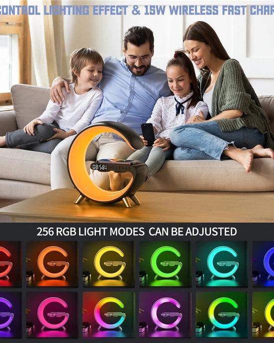 متعددة الوظائف شاحن لاسلكي ساعة تنبيه المتكلم التطبيق RGB ضوء محطة شحن سريع آيفون 11 12 13 14 سامسونج متعددة الوظائف شاحن لاسلكي ساعة تنبيه المتكلم التطبيق RGB ضوء محطة شحن سريع آيفون 11 12 13 14 سامسونج