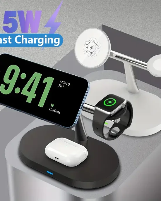 IPHONE wireless charger holder, fast charging station, MacSafe 3 in 1, iPhone 15, 14, 13, 12 Pro Max, Airpods, Apple Watch, 8, 7 IPHONE wireless charger holder, fast charging station, MacSafe 3 in 1, iPhone 15, 14, 13, 12 Pro Max, Airpods, Apple Watch, 8, 7