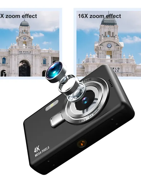 كاميرا رقمية 4K مع تثبيت تلقائي وميزة الاهتزاز – مثالية للتصوير والفيديو كاميرا رقمية 4K مع تثبيت تلقائي وميزة الاهتزاز – مثالية للتصوير والفيديو
