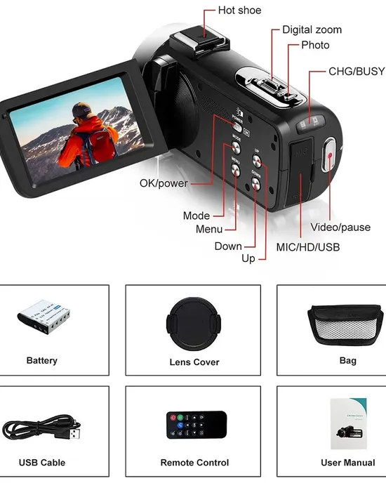 كاميرا رقمية 4K للتصوير – مع WiFi وتكبير رقمي 18X كاميرا رقمية 4K للتصوير – مع WiFi وتكبير رقمي 18X