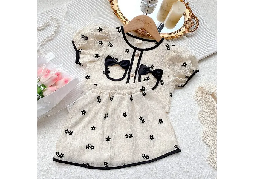 Summer Girls ’Clothes Collection, Short Sleeve Shirt and Flower Skirt, Children's Clothes Collection, New, 2 to 8 years old, 2 Piece, 2023 Summer Girls ’Clothes Collection, Short Sleeve Shirt and Flower Skirt, Children's Clothes Collection, New, 2 to 8 years old, 2 Piece, 2023