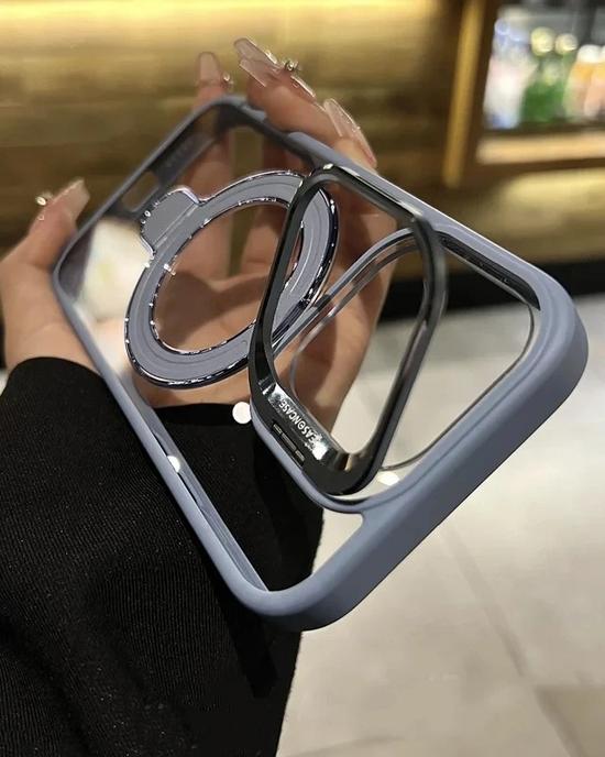 حافظة هاتف فاخرة Magsafe شفافة مع مسند – غطاء مغناطيسي وممتص للصدمات، متوافق مع iPhone 11 إلى iPhone 16 Pro Max / Plus حافظة هاتف فاخرة Magsafe شفافة مع مسند – غطاء مغناطيسي وممتص للصدمات، متوافق مع iPhone 11 إلى iPhone 16 Pro Max / Plus
