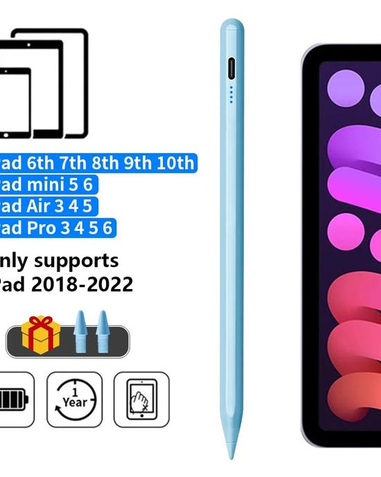 قلم ستايلس Apple مع مؤشرات LED – قلم لمس متوافق مع iPad 2018-2022 مع ميزة رفض النخيل ودقة عالية قلم ستايلس Apple مع مؤشرات LED – قلم لمس متوافق مع iPad 2018-2022 مع ميزة رفض النخيل ودقة عالية