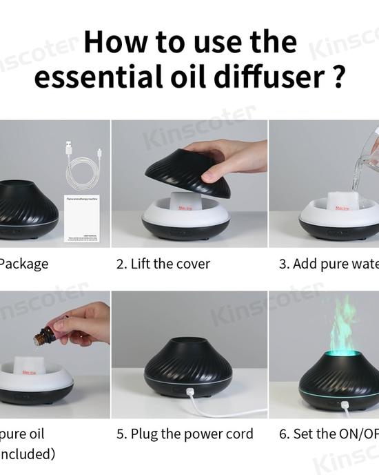 كينسكوتر البركانية رائحة الناشر من الضروري النفط مصباح 130ml USB المحمولة مرطب الهواء مع اللون لهب ضوء الليل كينسكوتر البركانية رائحة الناشر من الضروري النفط مصباح 130ml USB المحمولة مرطب الهواء مع اللون لهب ضوء الليل