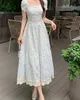 French dresses from Oceanlove in French style decorated with flowers with swollen sleeves, elegant summer dress with a long square dress. French dresses from Oceanlove in French style decorated with flowers with swollen sleeves, elegant summer dress with a long square dress.