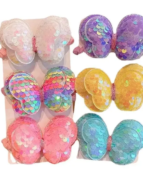 3 ربطات شعر كبيرة على شكل فراشة، 3 ربطات شعر كبيرة على شكل فراشة،