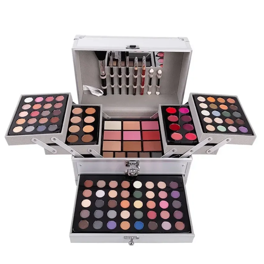 Professional makeup box full collection for women, cosmetics sets, eye shadow plate, lip gloss, lipstick, concealer brush, girls gift sets Professional makeup box full collection for women, cosmetics sets, eye shadow plate, lip gloss, lipstick, concealer brush, girls gift sets