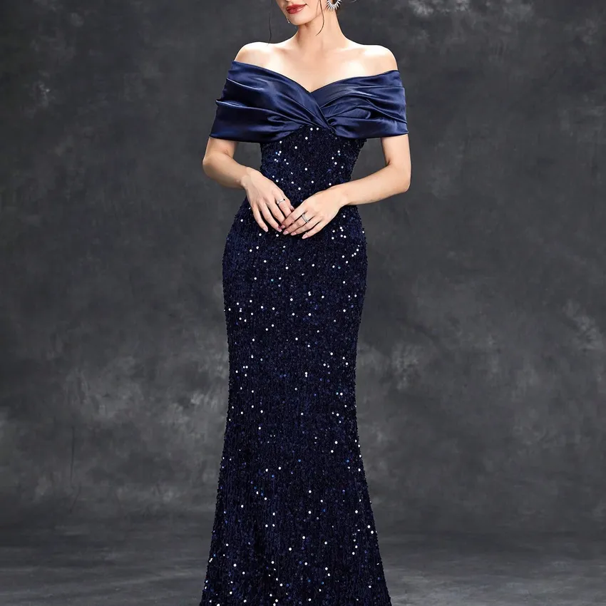 Style dress velvet with sequins and sequins Mgiace, evening dress, ball dress dress, bridegical dress, categorical neck Style dress velvet with sequins and sequins Mgiace, evening dress, ball dress dress, bridegical dress, categorical neck