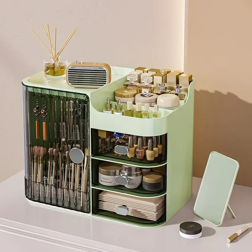 Large -capacity makeup organizer, transparent jewelry box for cosmetics, nail lipstick storage boxes desktop supplies Large -capacity makeup organizer, transparent jewelry box for cosmetics, nail lipstick storage boxes desktop supplies