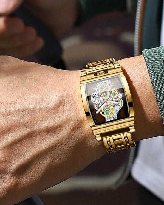 ساعة يد رجالية رياضية فاخرة كوارتز من ماركة مميزة مقاومة للماء 2023 و استيل مجوف
