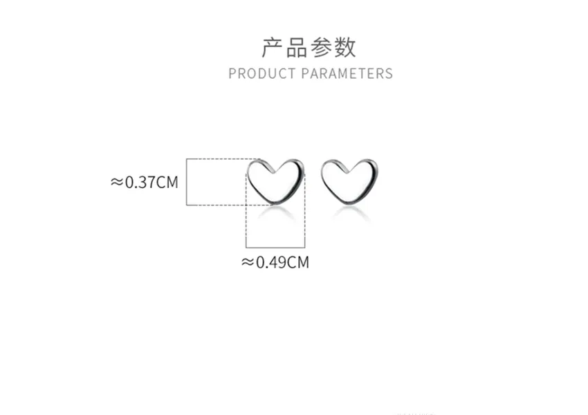 Modern Minimalist 100% 925 Sterling Silver Heart Stud Earrings for Women Modern Minimalist 100% 925 Sterling Silver Heart Stud Earrings for Women