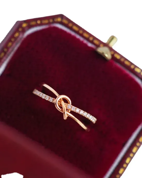 Elegant technician dense inlaid a zircon, dual layer knot, ring for women, 925 creative silver, high quality pink gold and jewelry Elegant technician dense inlaid a zircon, dual layer knot, ring for women, 925 creative silver, high quality pink gold and jewelry