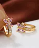 Cute Female Crystal Butterfly Stone Hope Gold Vintage Gold Color Braft Rainbow Zircon Small wedding jewelry