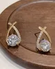 Elderly studded earrings for women and girls, Korean style, elegant crystal jewelry, ear rings, fish tail, gift for women, new Elderly studded earrings for women and girls, Korean style, elegant crystal jewelry, ear rings, fish tail, gift for women, new