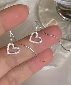 2024 new long fashion, a tassel, a zircon, love, drop earrings for women, glow earrings, jewelry earrings, party gifts