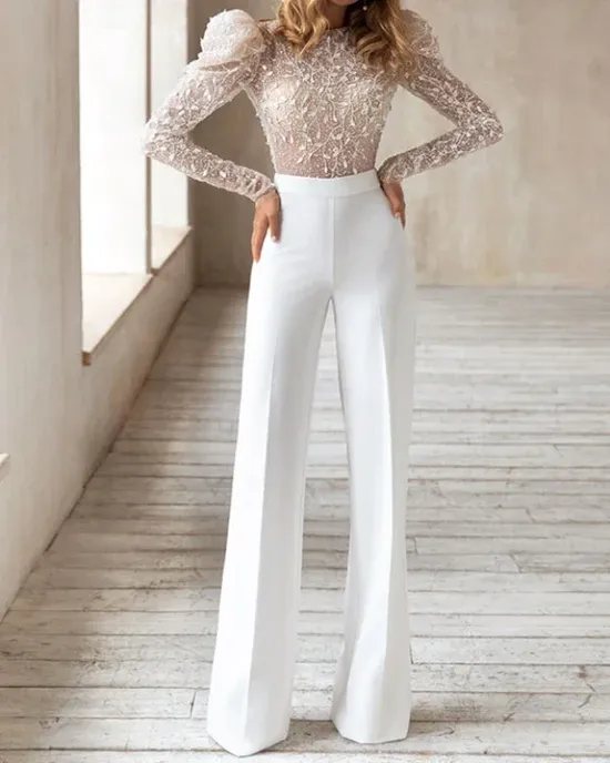 Women's suit of white lace, long -treading, romber trench, official party, elegant clothes, work suit, spring and autumn, autumn Women's suit of white lace, long -treading, romber trench, official party, elegant clothes, work suit, spring and autumn, autumn