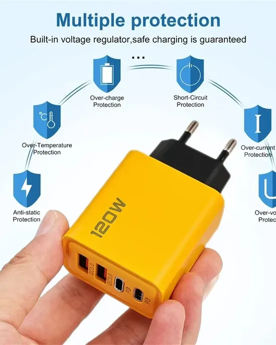 شاحن USB رباعي المنافذ بقوة 120 وات شاحن USB رباعي المنافذ بقوة 120 وات