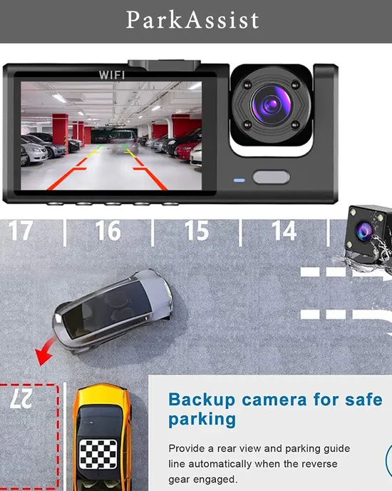 Wi -Fi 3 Small car channel DVR three way Dash cam inside the car camera dvrs registered FHD 1080p video Dashkam video camera black box Wi -Fi 3 Small car channel DVR three way Dash cam inside the car camera dvrs registered FHD 1080p video Dashkam video camera black box
