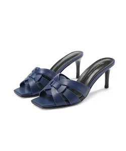 Summer elegant women high heels open leather to the mouth of the lax lamp fashion women shoes luxury parties large size 34-44