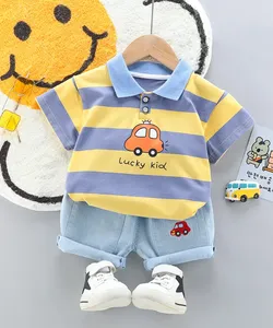 High quality Boys Boys Polo Waseem Denim shirt Pants 2 Piece Group Children Girls Lays Summer
