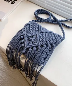 Bohemimi straw style beach bag for women, small shoulder bag with tass