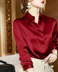 Summer Fashion 2024, unofficial gynecological shirt from satin with long sleeves