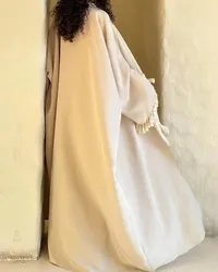 Traditional elegant women's abaya in the Middle East, long, loose robe, an open coat from the front without a scarf