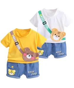 Summer Boys Boys Collection Cartoon Cotton T -t -shirt + pants 2 pieces of suits for children sporty infants unofficial clothes