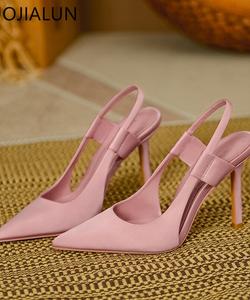 SUOJIALUN 2022 جديد ربيع المرأة الصنادل Slingback أشار تو الانزلاق على رقيقة عالية الكعب السيدات أنيقة مضخات أحذية Drss Sanda