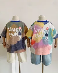 T -shirt has cartoon graphics for children, new summer street clothes, short sleeves, t -shirts for boys and girls, children's clothing
