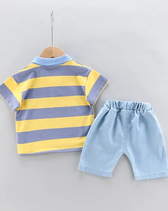 High quality Boys Boys Polo Waseem Denim shirt Pants 2 Piece Group Children Girls Lays Summer