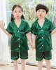 Satin silk pajamas for children, long -sleeved pajamas for boys and young girls, teenage pajamas 2 to 3 4 5 6 7 8 9 10 11 12 13 14 years old