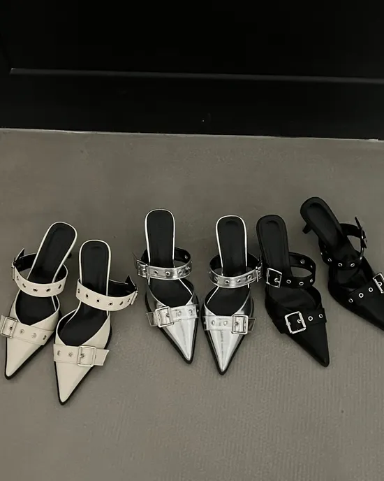 High heels, strands, strap for women, high heels, empty heels from the back, silver motto, individual, summer, and new shoes High heels, strands, strap for women, high heels, empty heels from the back, silver motto, individual, summer, and new shoes