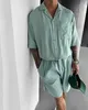 A loose men's shirt kit with two -piece sleeves, two entertainment chest pocket design, five points, summer, summer A loose men's shirt kit with two -piece sleeves, two entertainment chest pocket design, five points, summer, summer