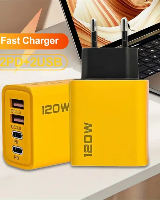 شاحن USB رباعي بمجموع قدرة 120 وات