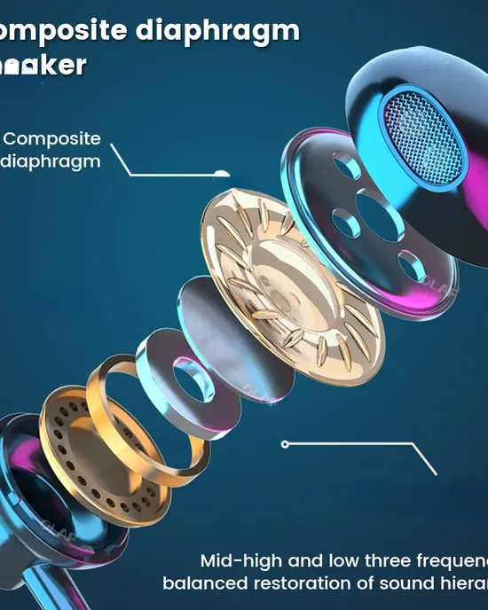 سماعات بلوتوث لاسلكية حول الرقبة مع شاشة LED للألعاب