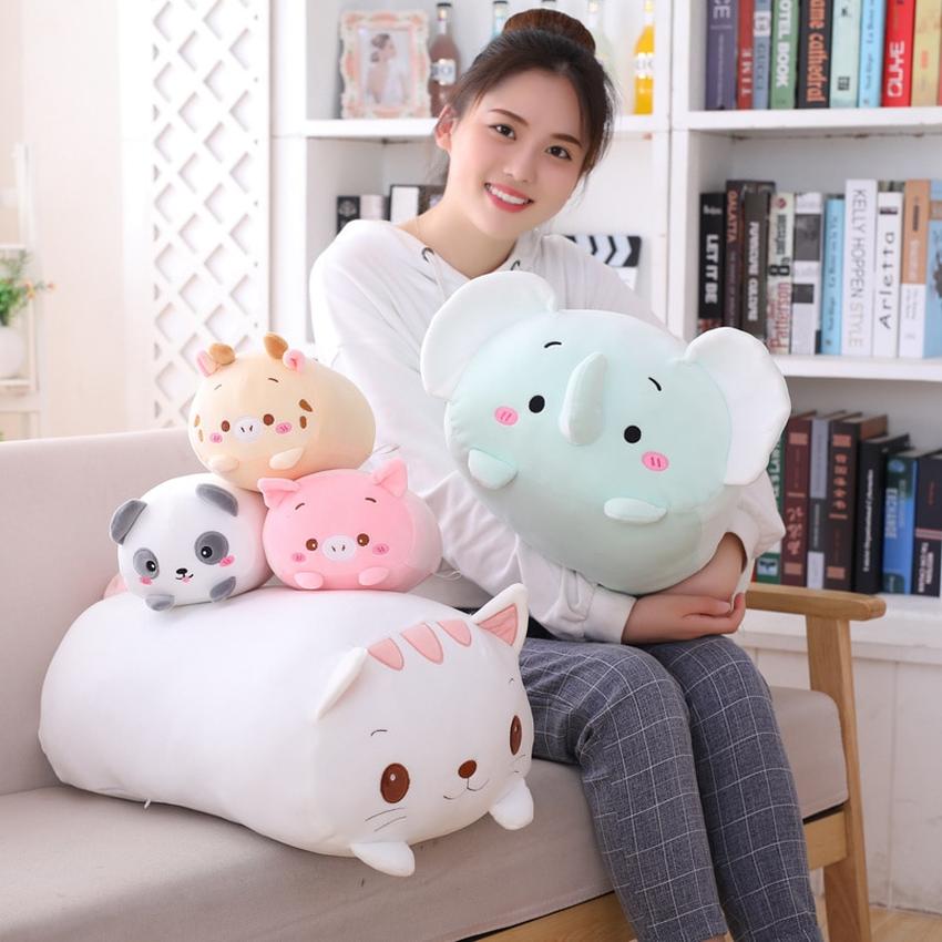 18-28 سنتيمتر لينة الحيوان الكرتون وسادة وسادة لطيف الدهون الكلب القط Totoro البطريق خنزير الضفدع ألعاب من نسيج مخملي محشوة جميل الاطفال هدية عيد ميلاد