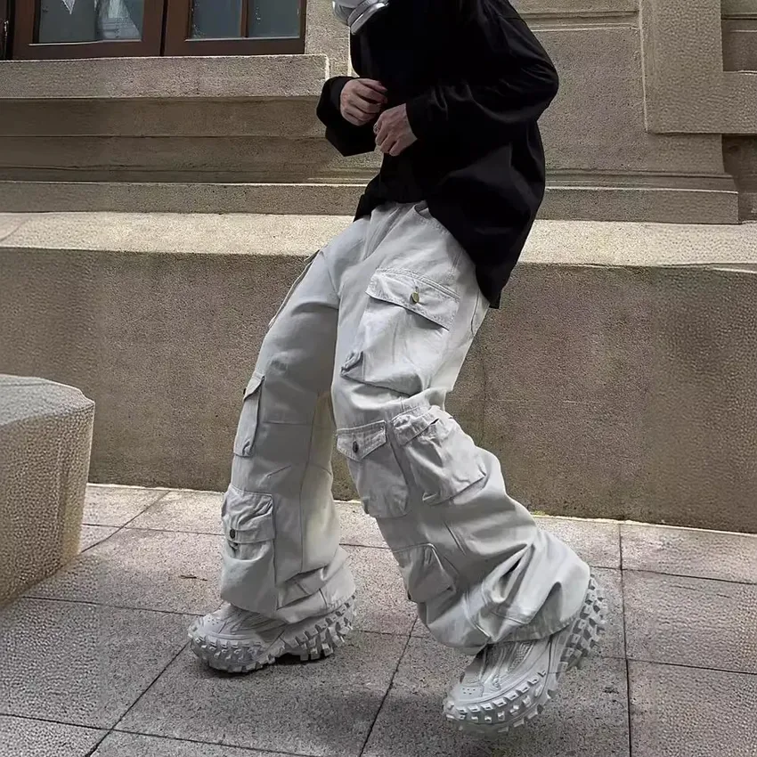 2024 New American style vintage brand pants, loose casual pants suitable for a large stem, multi -leg pocket cargo pants for men 2024 New American style vintage brand pants, loose casual pants suitable for a large stem, multi -leg pocket cargo pants for men