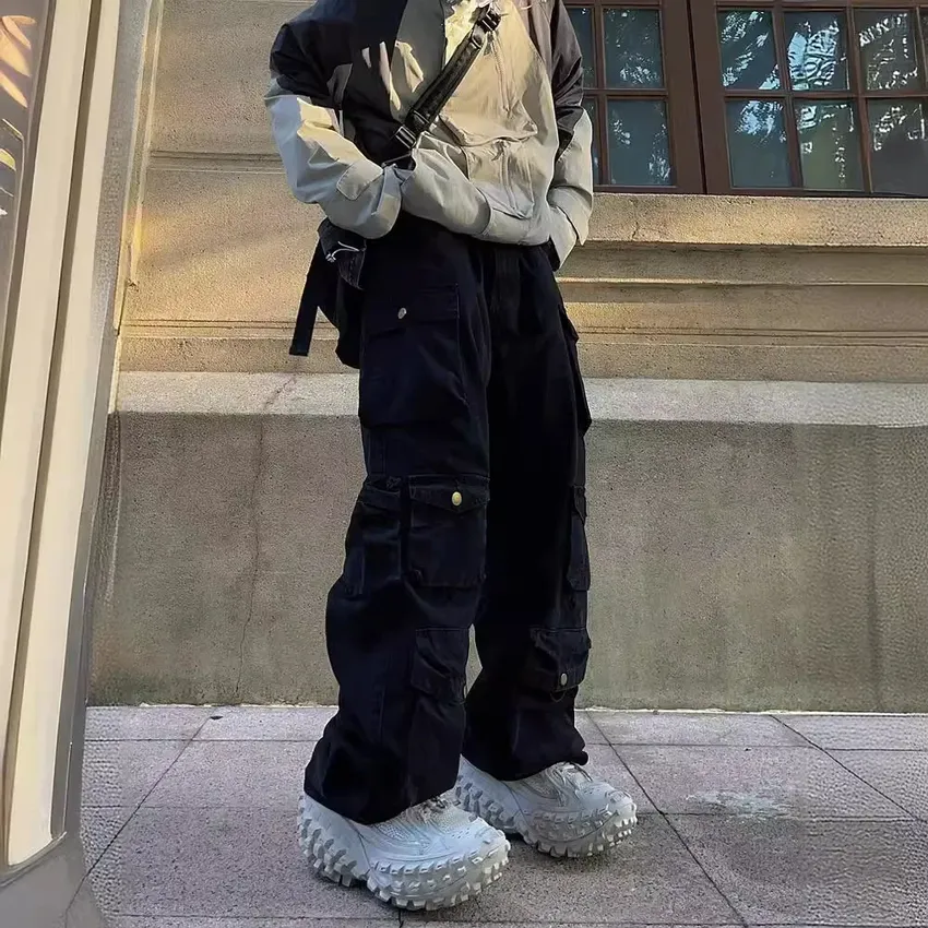 2024 New American style vintage brand pants, loose casual pants suitable for a large stem, multi -leg pocket cargo pants for men 2024 New American style vintage brand pants, loose casual pants suitable for a large stem, multi -leg pocket cargo pants for men