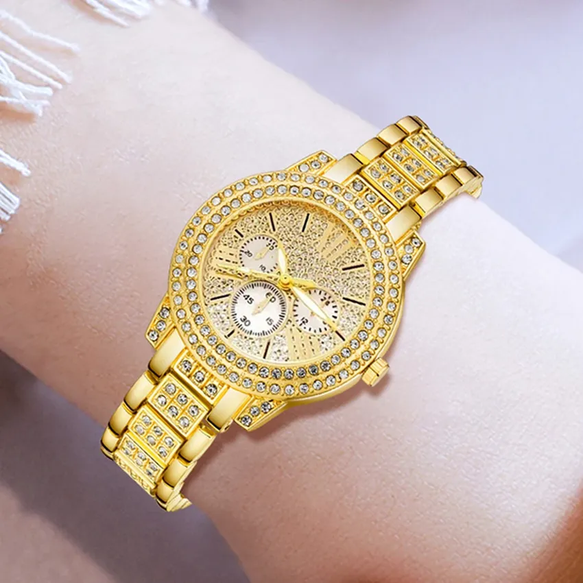 Luxury Gold Quartz Watch Women Ring Ring necklace Ring Rhine Stone Modern Hall Cynic Women for Ladies Luxury Gold Quartz Watch Women Ring Ring necklace Ring Rhine Stone Modern Hall Cynic Women for Ladies