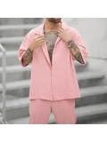 A shirt kit and trousers with loose chest buttons casual for men, summer clothes, short sleeves, entertainment clothes, two gauges A shirt kit and trousers with loose chest buttons casual for men, summer clothes, short sleeves, entertainment clothes, two gauges