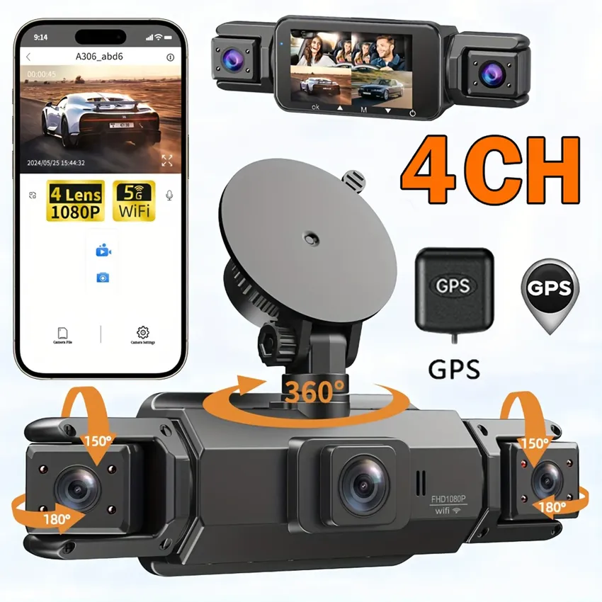 كاميرا داش كام 4 قنوات مع GPS وWiFi كاميرا داش كام 4 قنوات مع GPS وWiFi